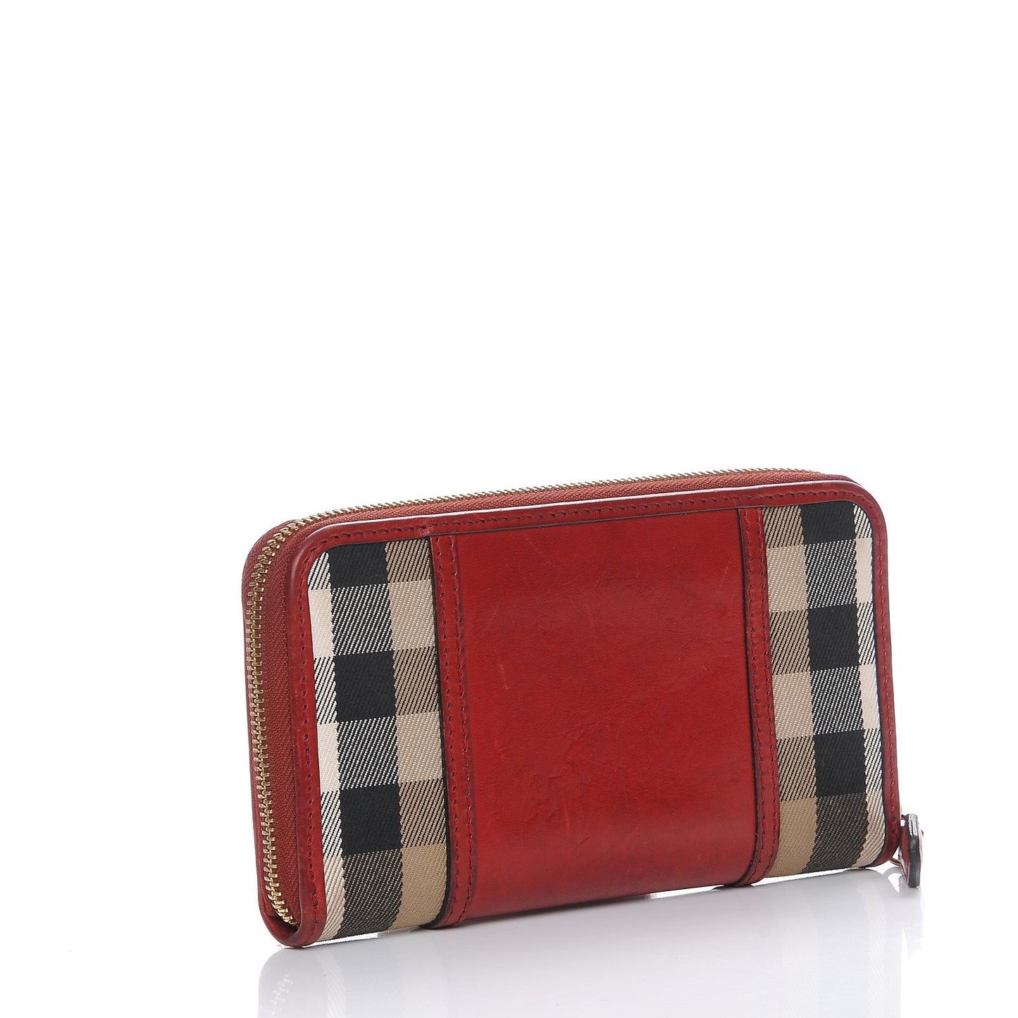 House Check Large Sartorial Ziggy Zip Around Wallet Military Red