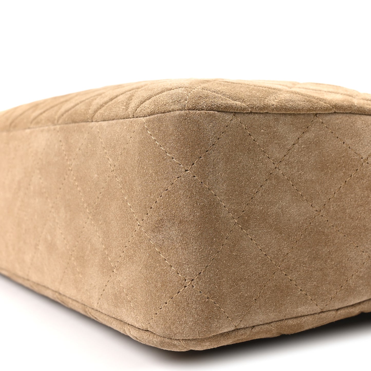Suede Calfskin Maxi Camera Case Dark Beige