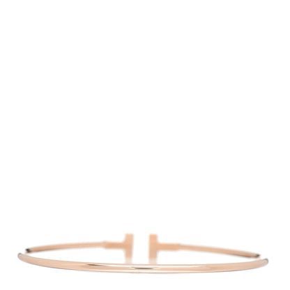 Tiffany 18K Rose Gold Narrow T Wire Bracelet 3 of 5