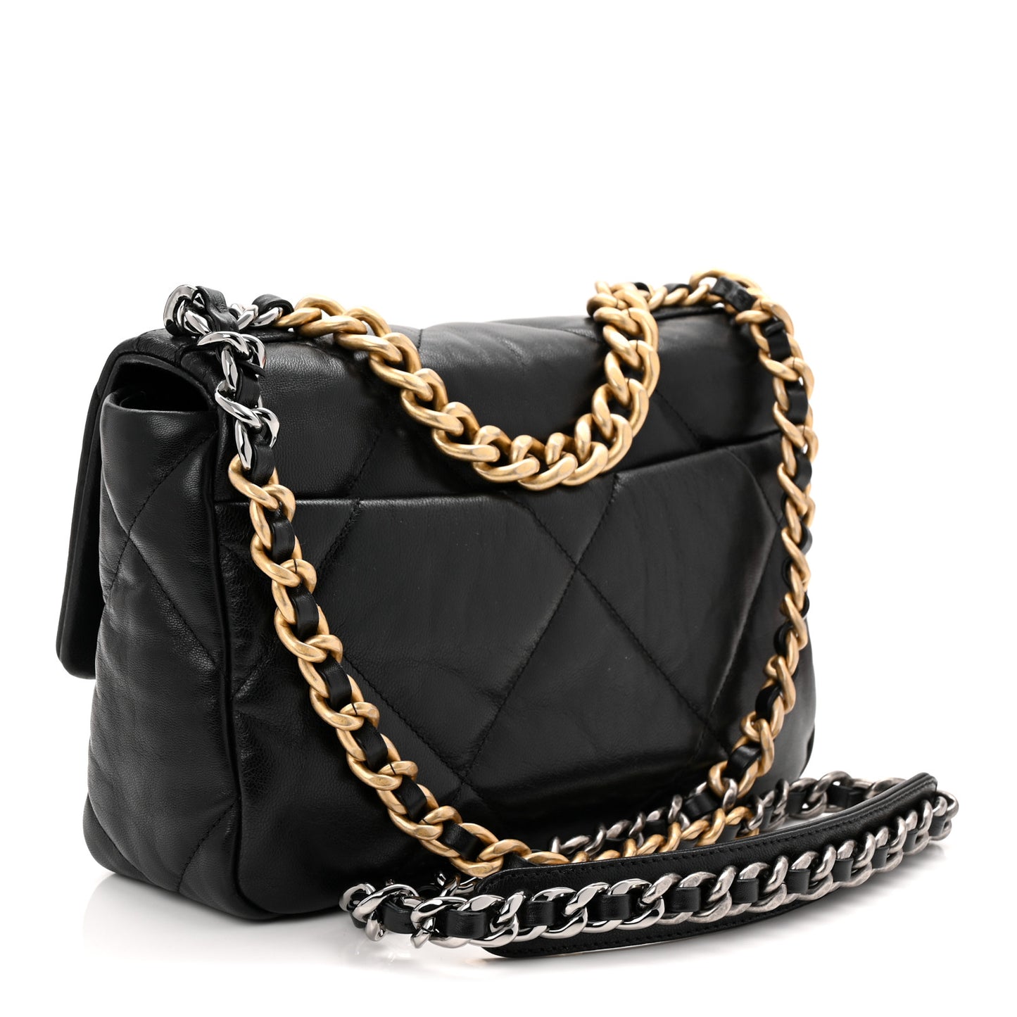 Goatskin Quilted Medium Chanel 19 Flap Black