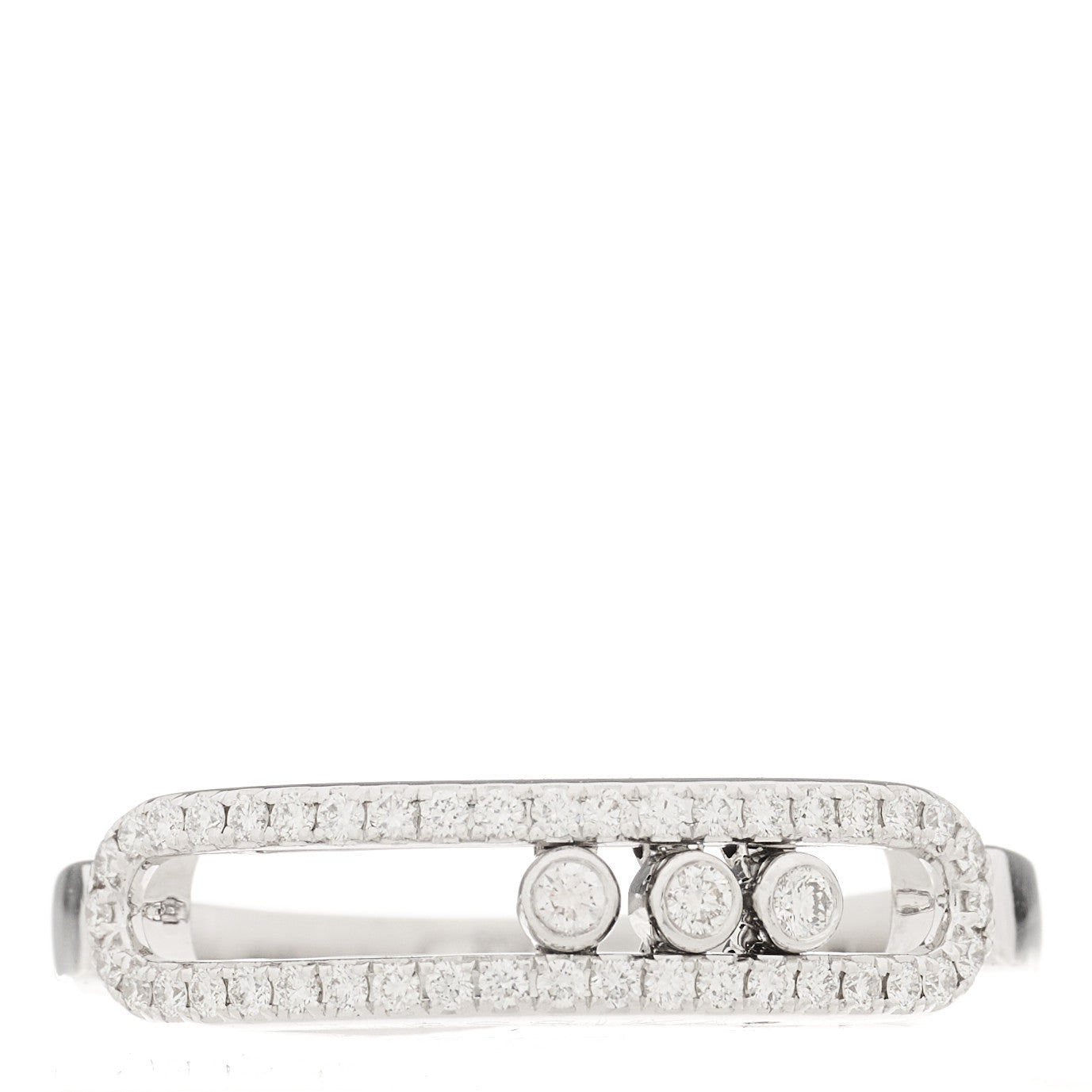 18K White Gold Diamond Baby Move Pave Ring 54 7