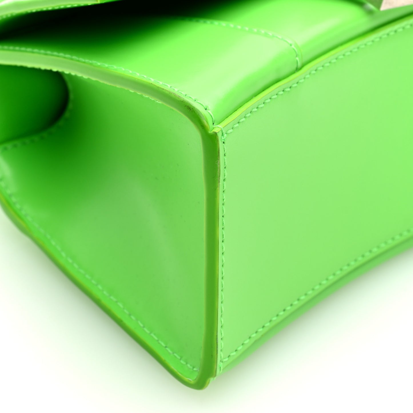 Shiny Box Calfskin Hourglass Top Handle Bag XS Fluo Green