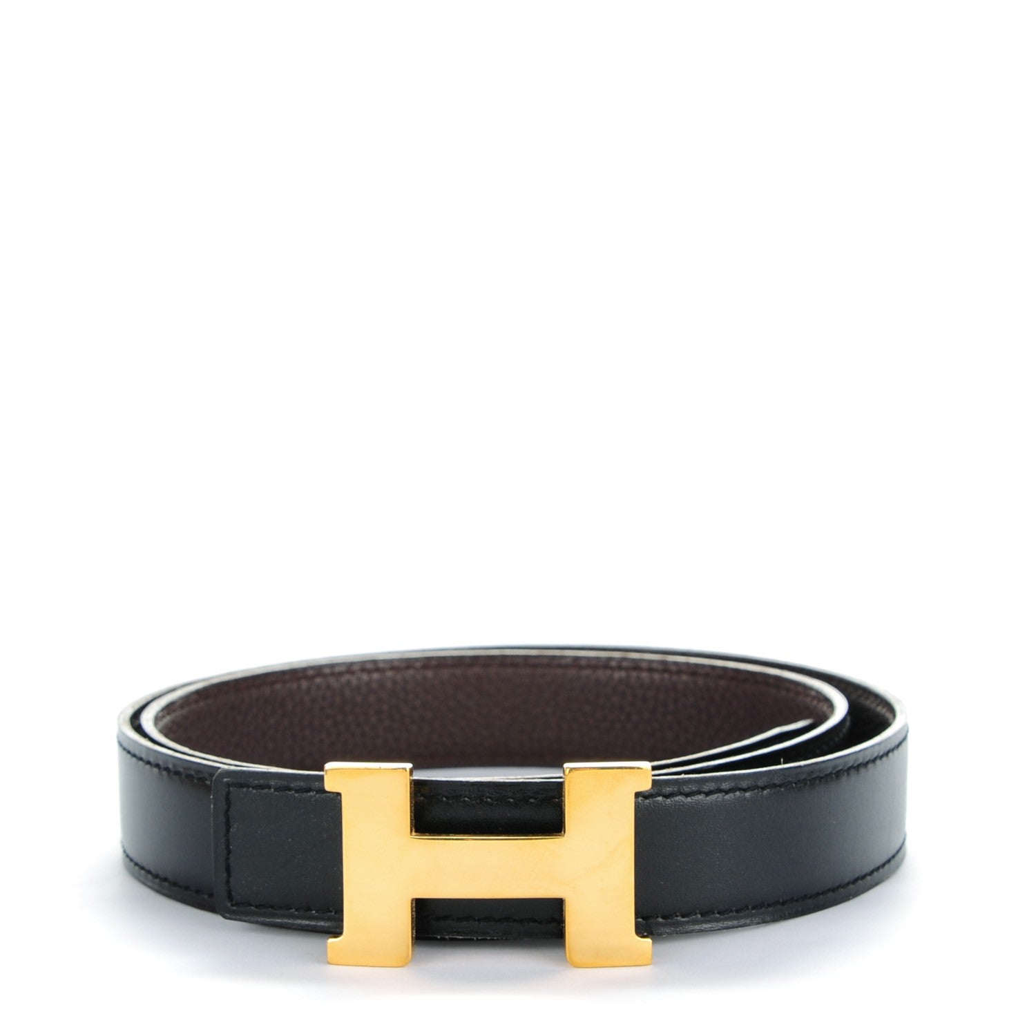 Hermes Box Togo 24mm Constance H Belt 80 Black Chocolate 1 of 7
