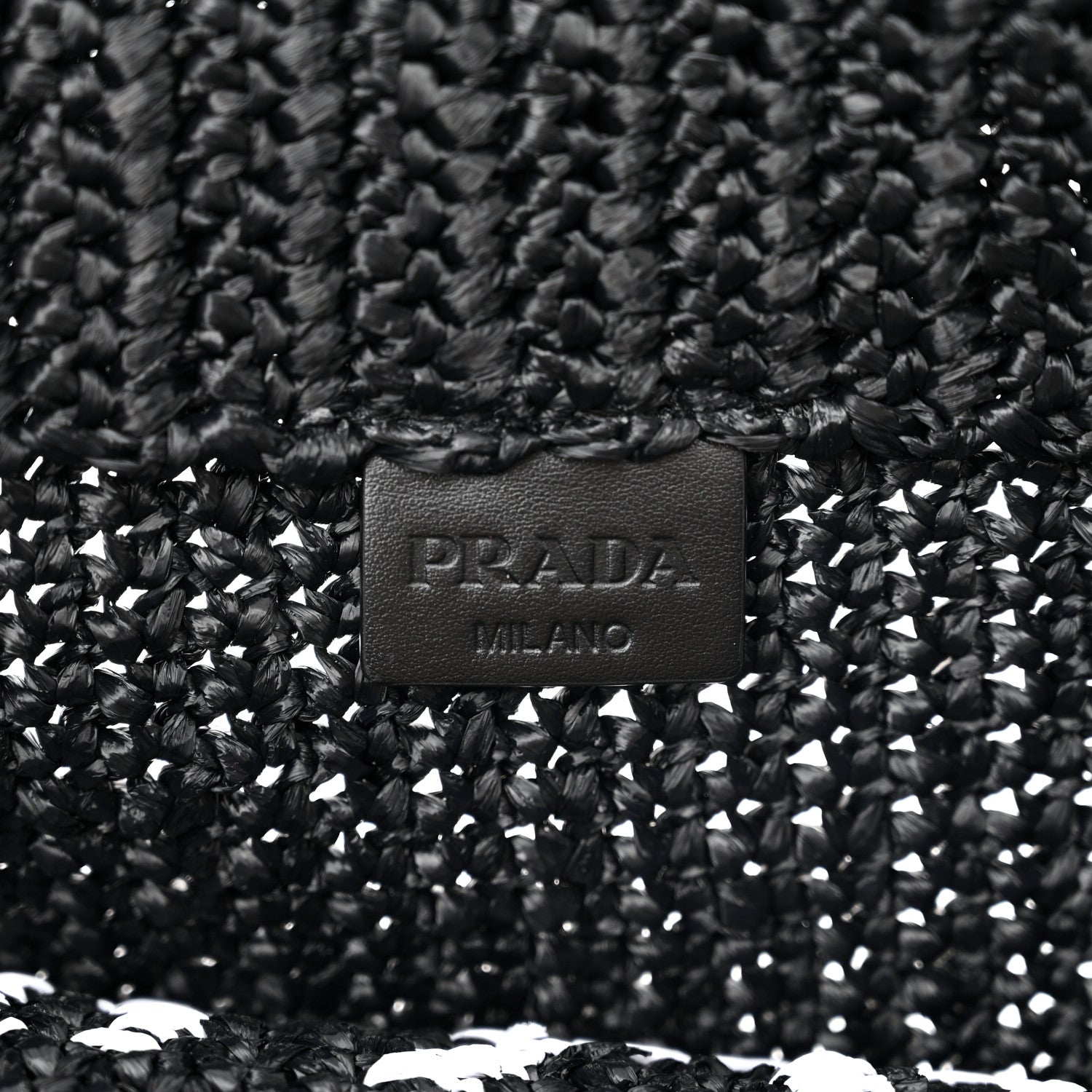 Prada Yarn Raffia Effect Crochet Large Logo Tote Black 6 of 10