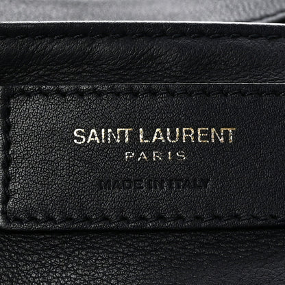 Saint Laurent Calfskin Suede Small Monogram Downtown Cabas Navy Blue 6 of 9