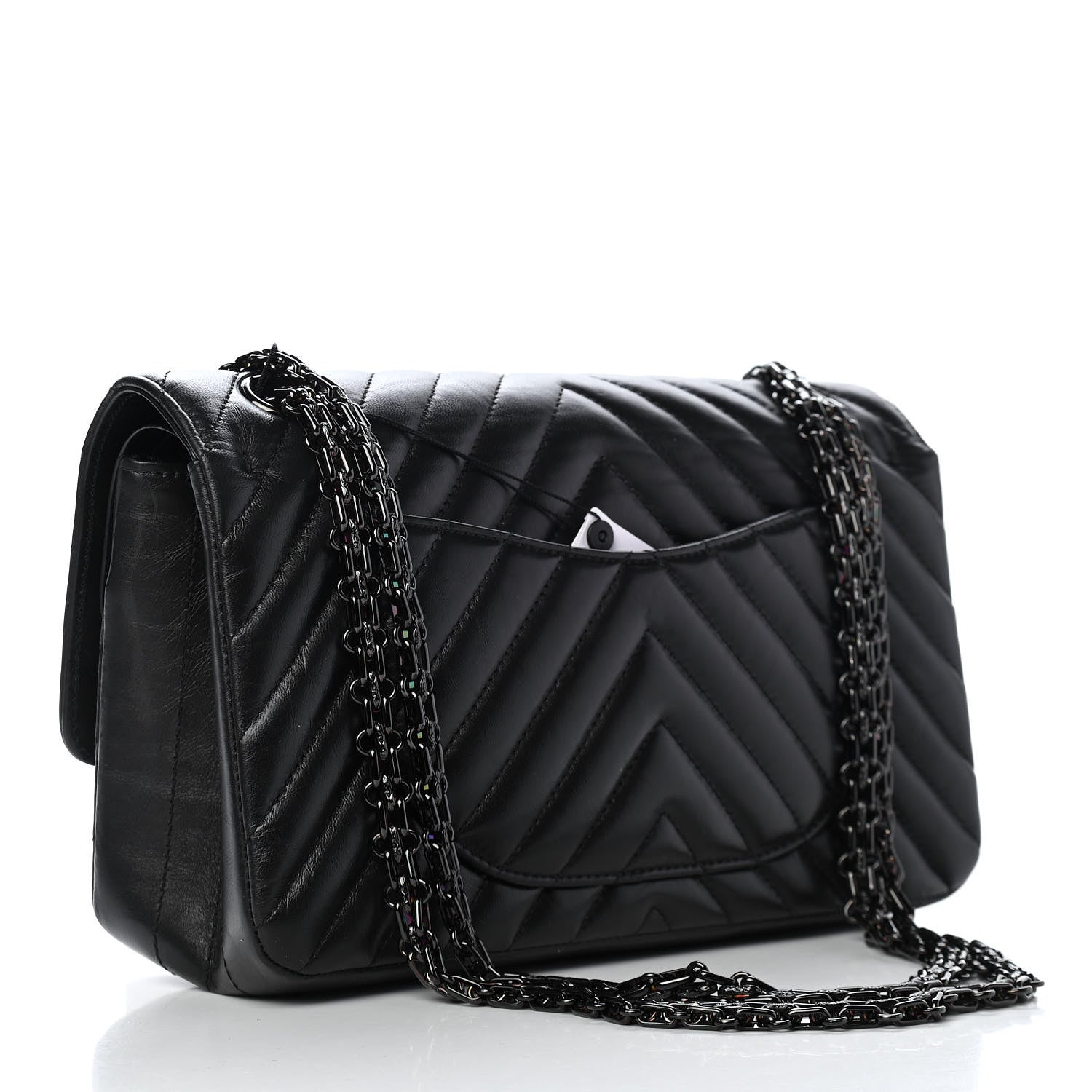 Chanel Aged Calfskin Chevron Quilted 2.55 Reissue 225 Flap So Black 3 of 10