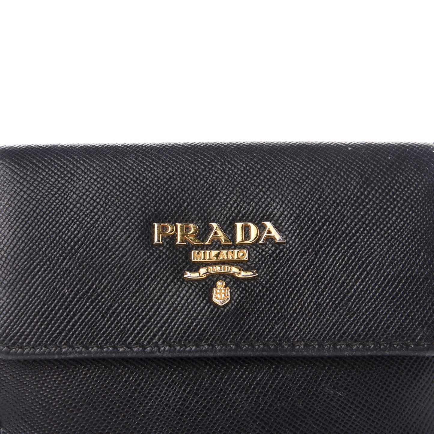 Saffiano Metal Flap Compact Wallet Black