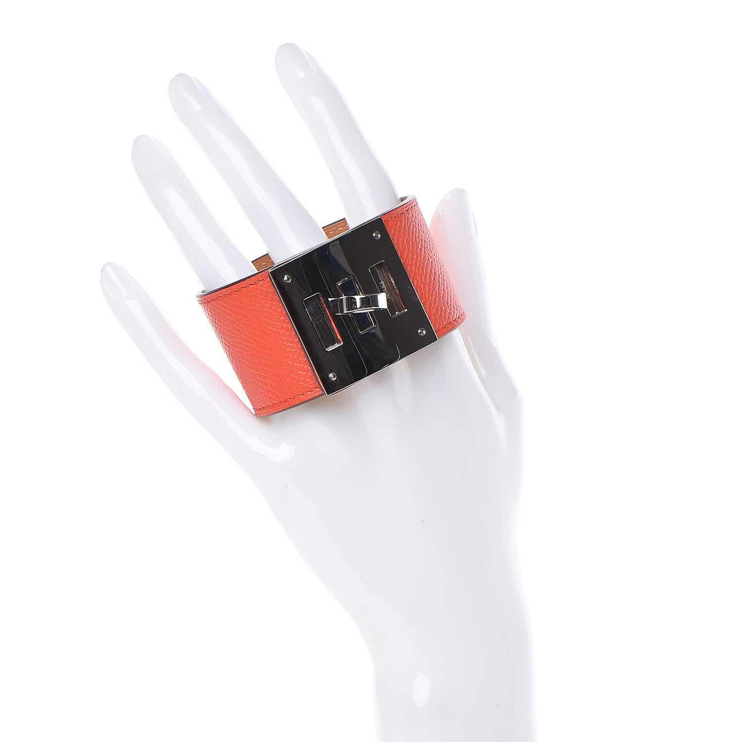 Hermes Epsom Kelly Dog Bracelet Orange Poppy 2 of 6