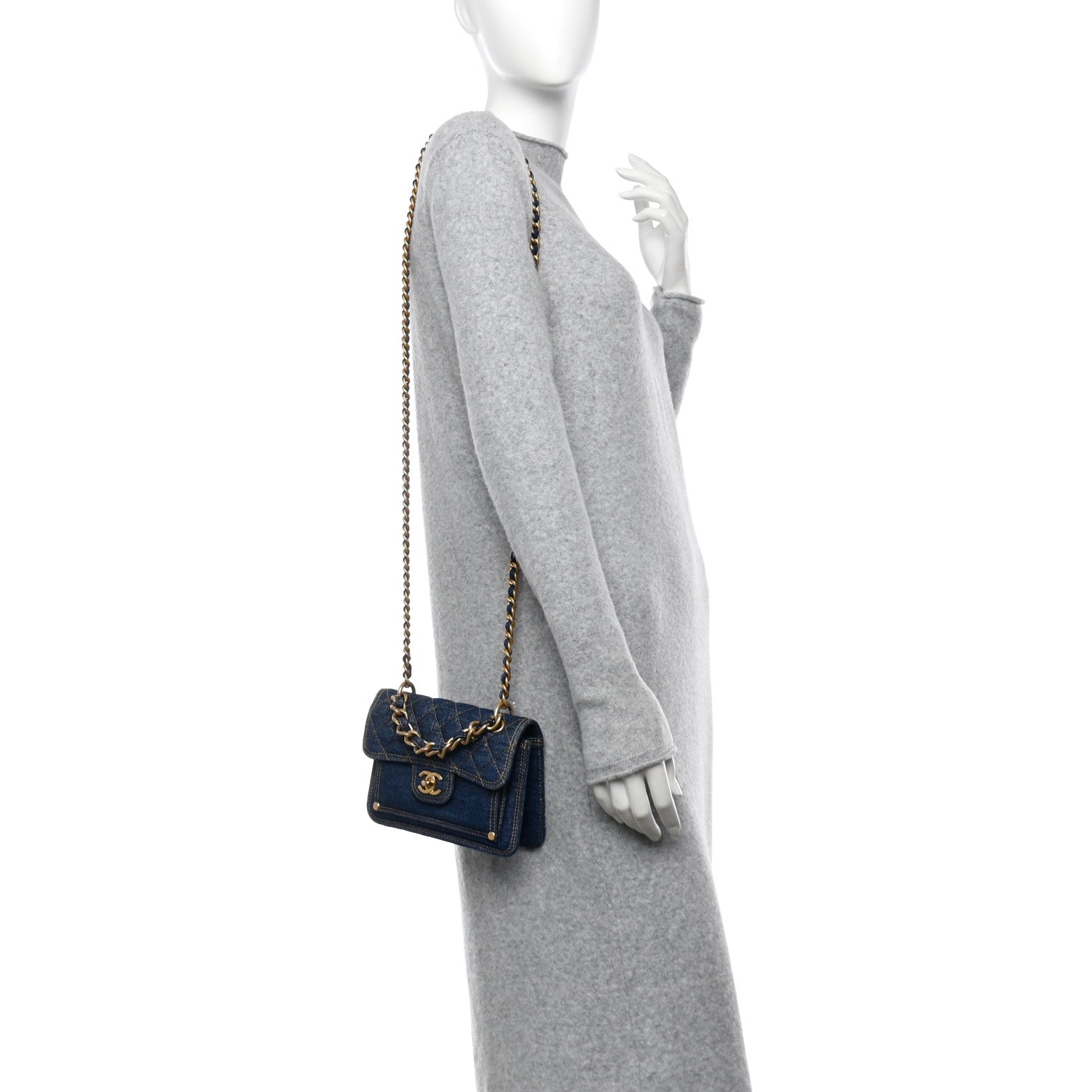 Chanel Denim Quilted Double You Mini Flap Blue 2 of 10