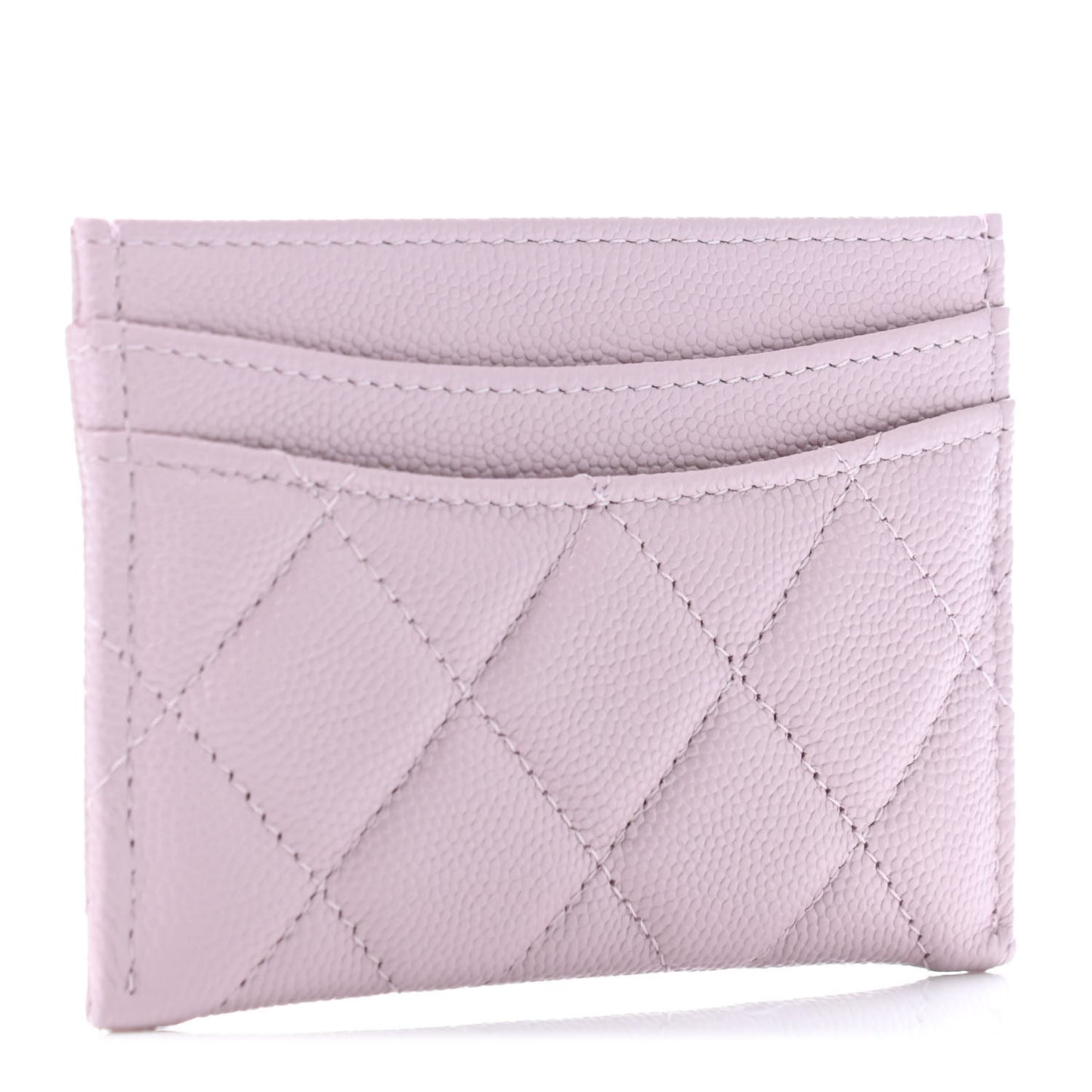 Caviar Quilted Card Holder Light Pink