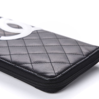 Chanel Calfskin Cambon Zip Around Organizer Wallet Black White 7 of 17
