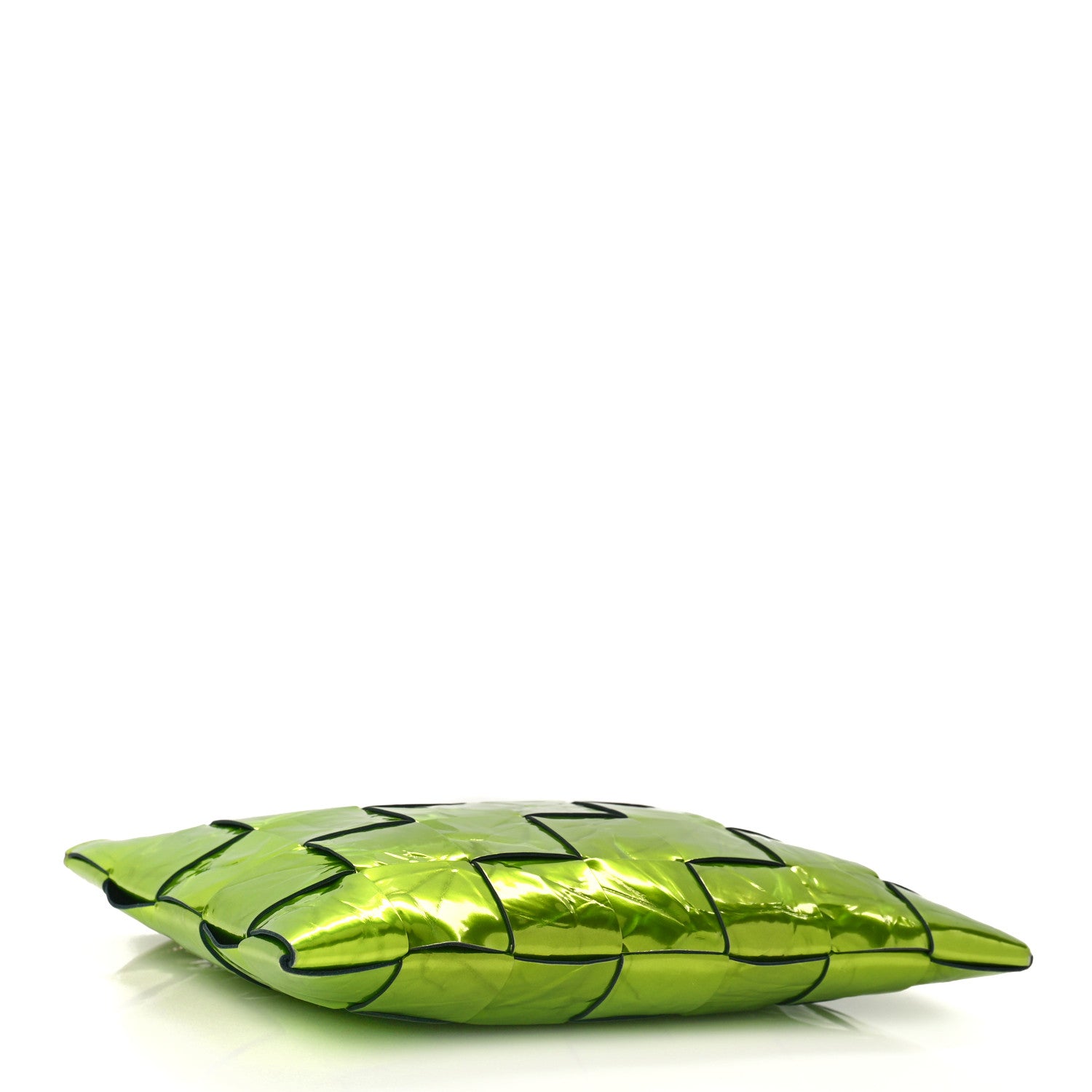 Bottega Veneta Metallic Crushed Calfskin Maxi Intrecciato Borsa Pouch Chlorophyll 4 of 8