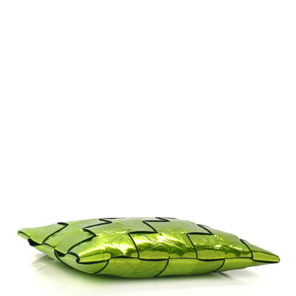 Bottega Veneta Metallic Crushed Calfskin Maxi Intrecciato Borsa Pouch Chlorophyll 4 of 8