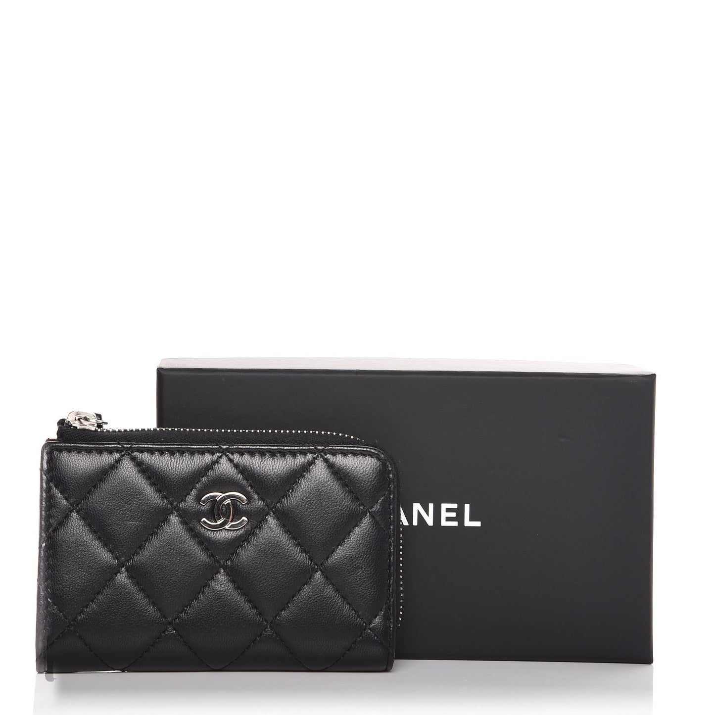 Lambskin Quilted Key Holder Case Black