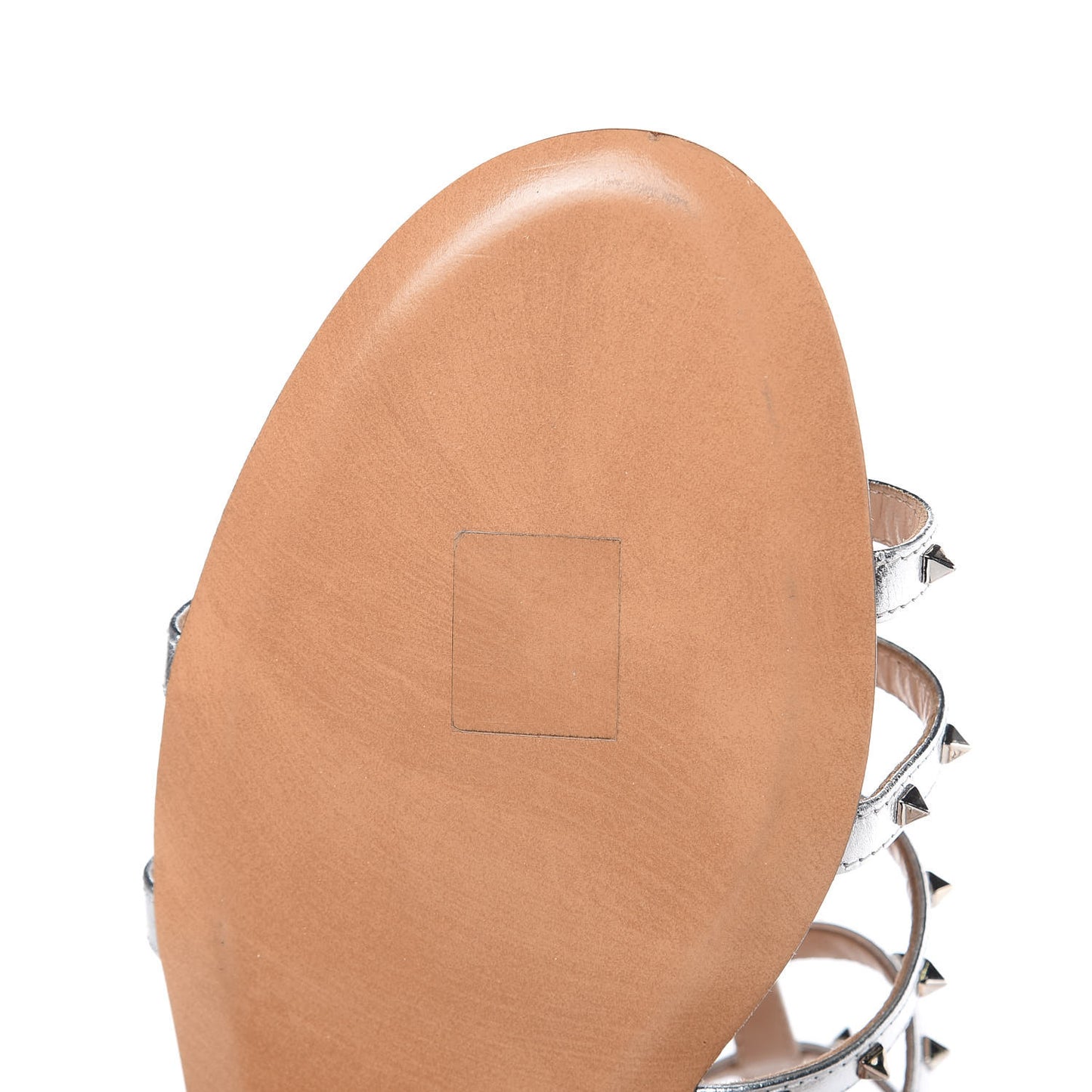Metallic Nappa Lovestud Caged Flat Sandals 39 Silver