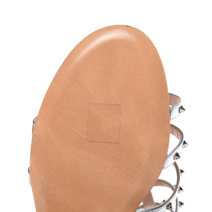 Valentino Garavani Metallic Nappa Lovestud Caged Flat Sandals 39 Silver 8 of 8
