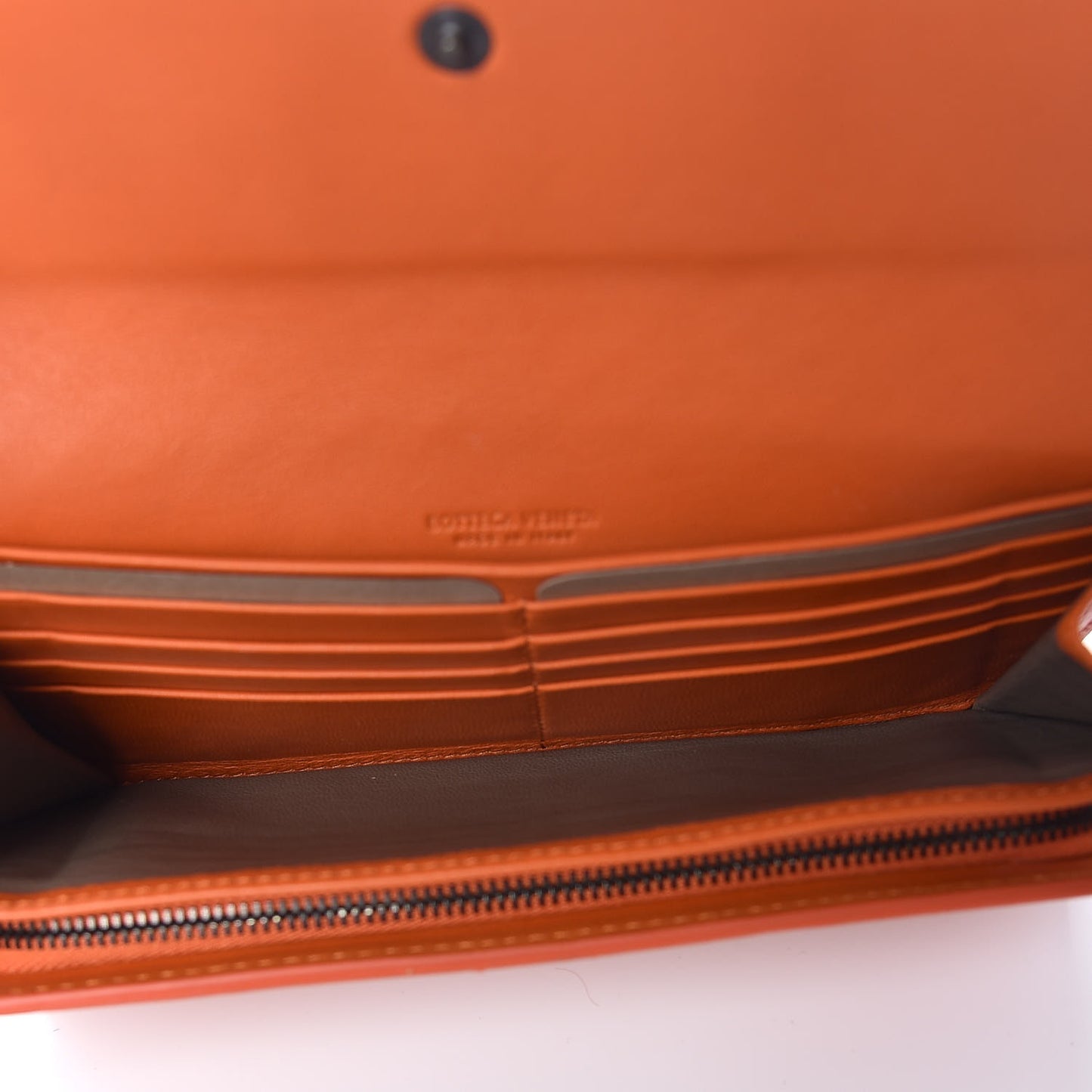 Nappa Intrecciato Continental Flap Wallet Tangerine
