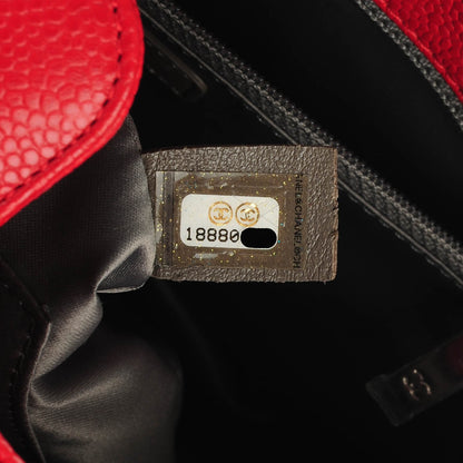 Chanel Caviar Quilted Petit Shopping Tote PST Red 7 of 7