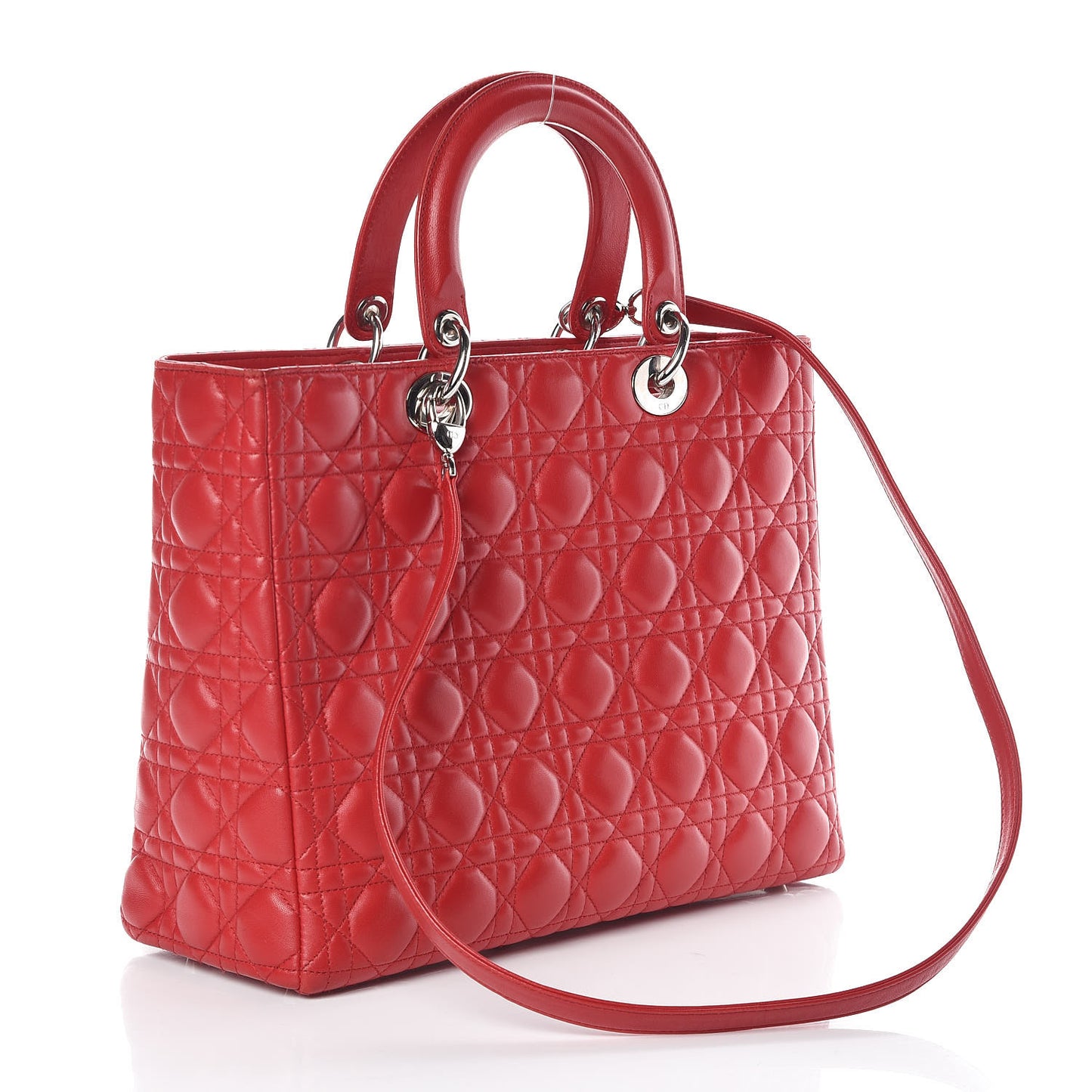 Lambskin Cannage Large Lady Dior Red