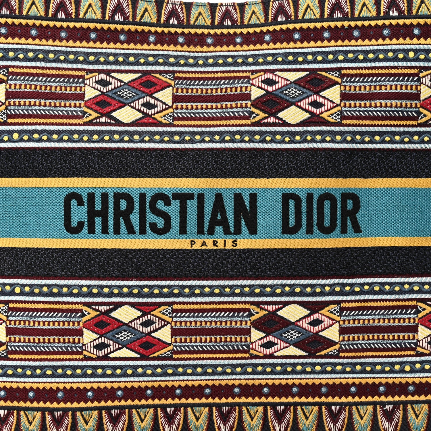 Christian Dior Canvas Embroidered Book Tote Blue Multicolor 8 of 10