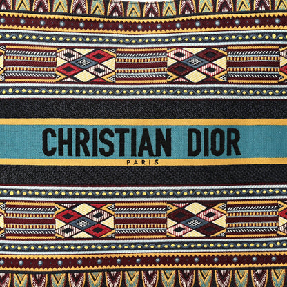 Christian Dior Canvas Embroidered Book Tote Blue Multicolor 8 of 10
