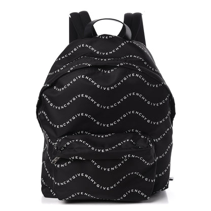 Givenchy Nylon Waves Print Urban Backpack Black White 1 of 12
