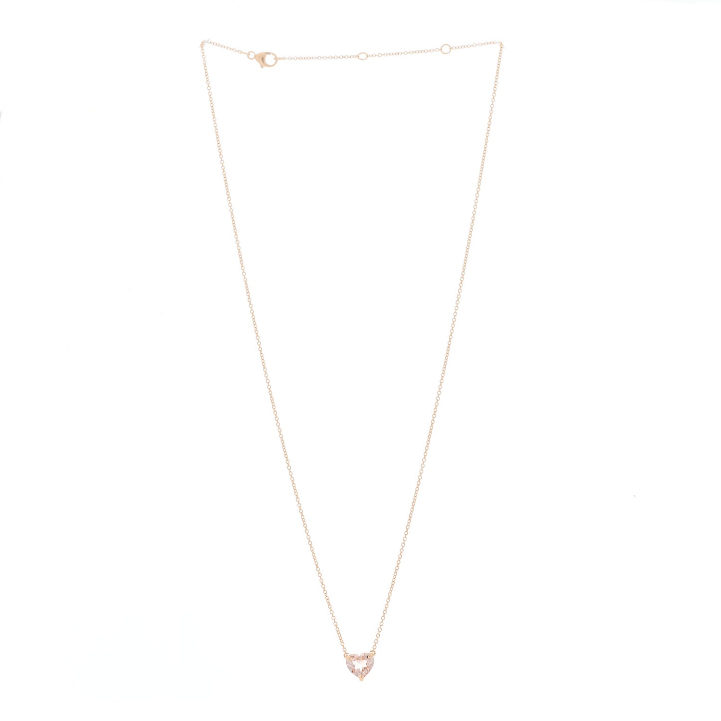 18K Rose Gold Morganite 8mm Chatelaine Heart Pendant Necklace
