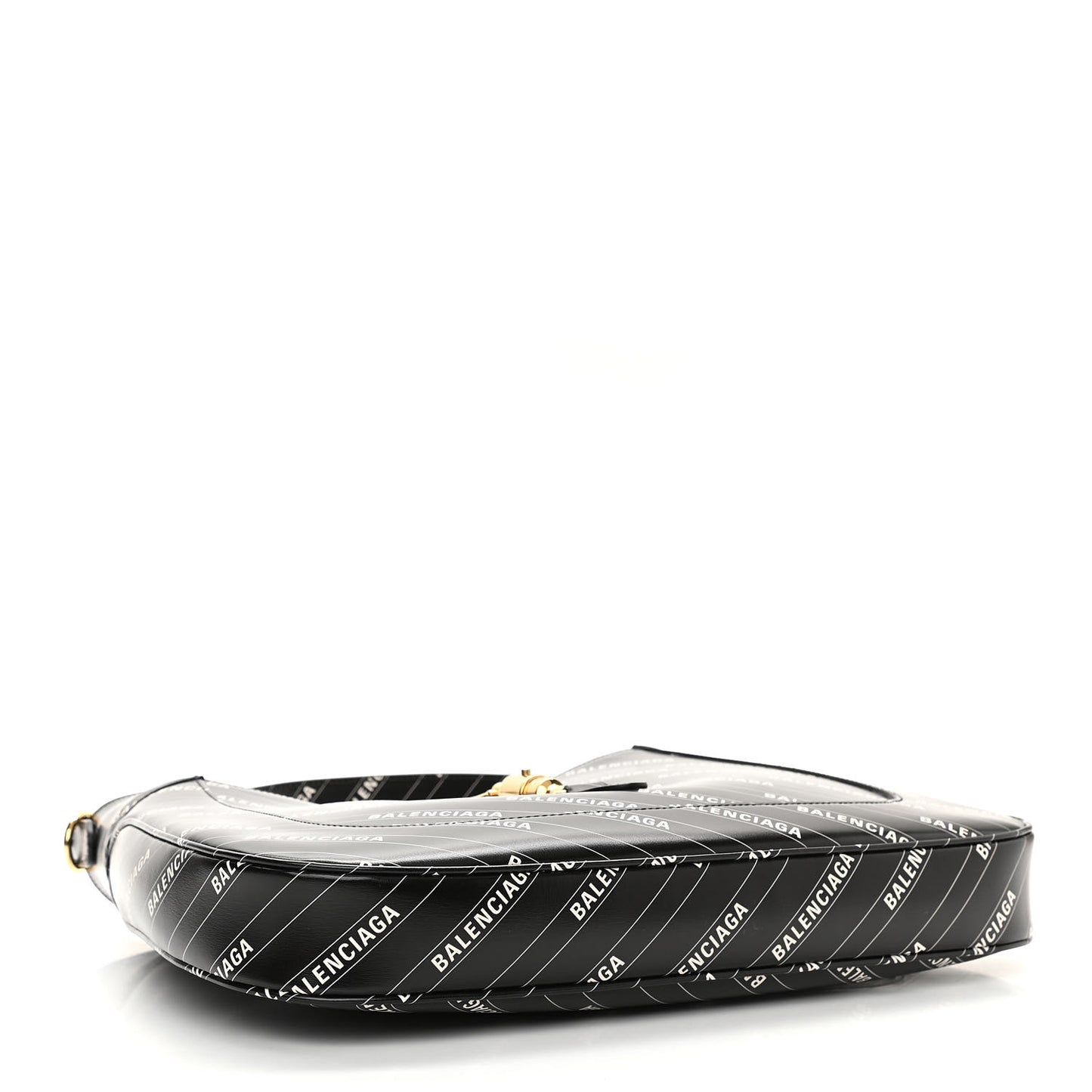 X BALENCIAGA Calfskin Logo Print Medium Jackie 1961 Hobo Black