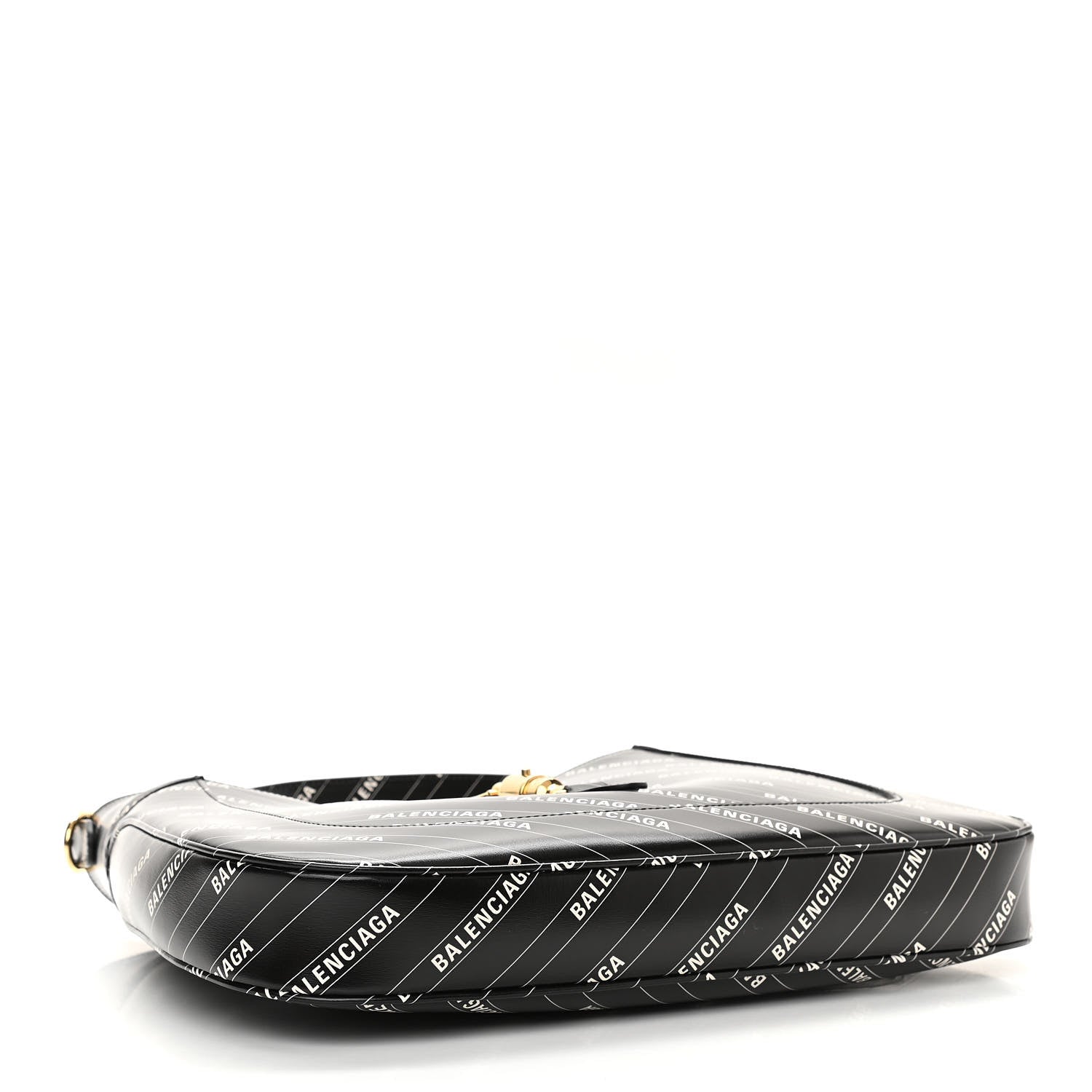 Gucci X BALENCIAGA Calfskin Logo Print Medium Jackie 1961 Hobo Black 4 of 10