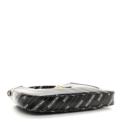 Gucci X BALENCIAGA Calfskin Logo Print Medium Jackie 1961 Hobo Black 4 of 10