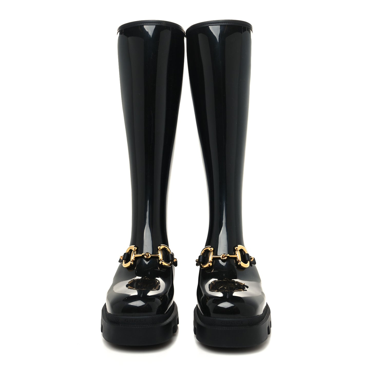 Rubber Horsebit Knee High Boots 41 Black