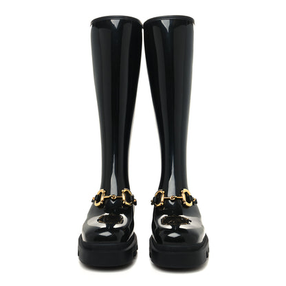 Gucci Rubber Horsebit Knee High Boots 41 Black 2 of 7