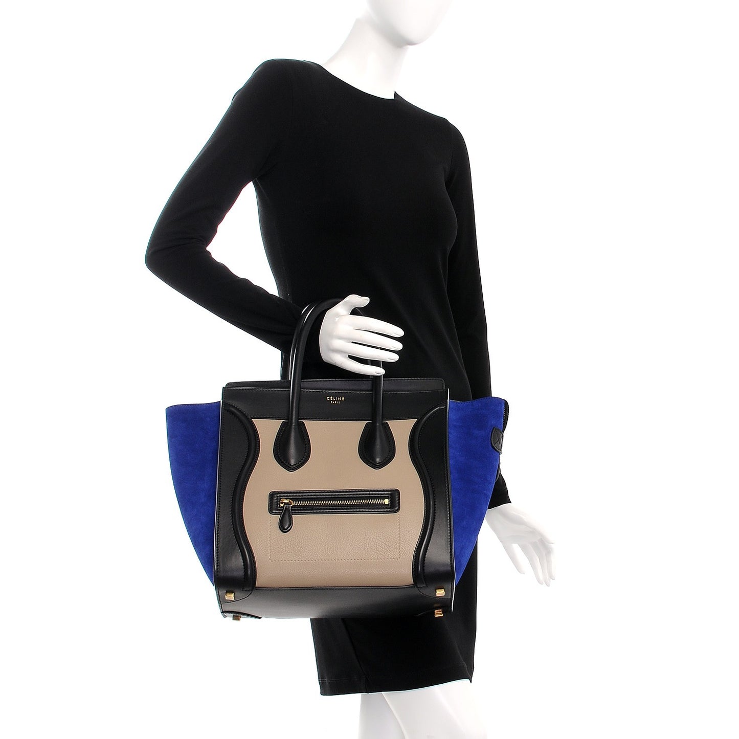 Elephant Calfskin Suede Mini Tri-Color Luggage Sand