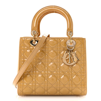 Christian Dior Patent Cannage Medium Lady Dior Beige 1 of 9