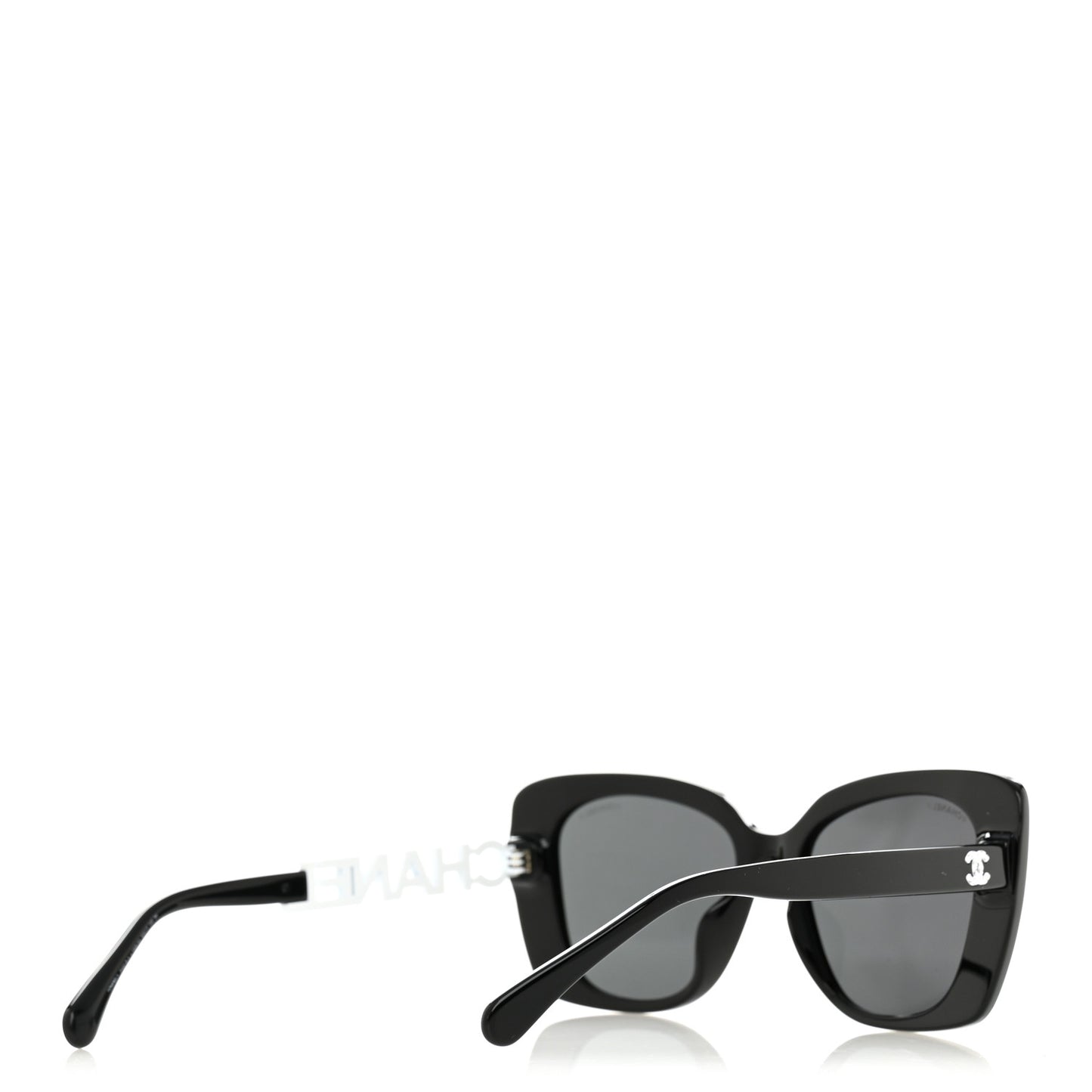 Acetate Strass Square Sunglasses 5422-B-A Black White