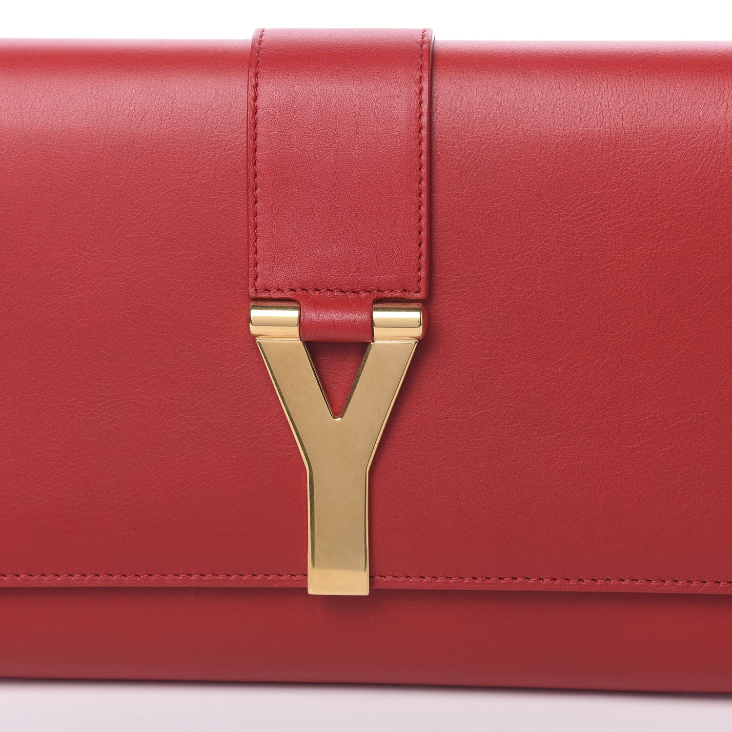 Saint Laurent Calfskin Classic Y Ligne Clutch Red 9 of 10