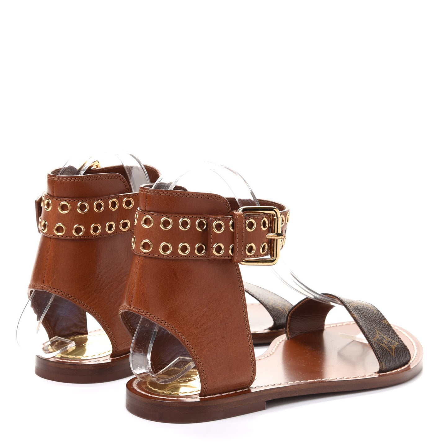 Calfskin Monogram Passenger Flat Sandals 36.5 Cognac