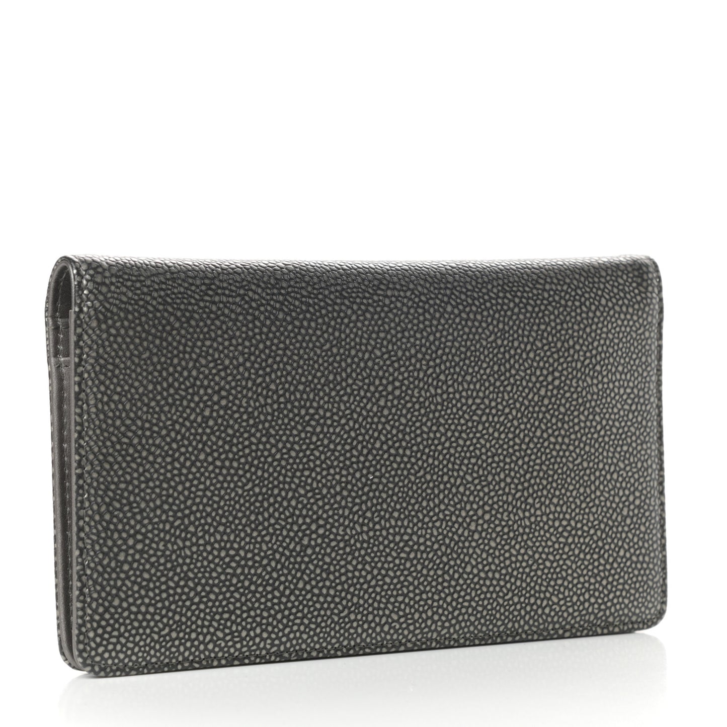 Metallic Caviar Timeless CC Yen Wallet Dark Silver