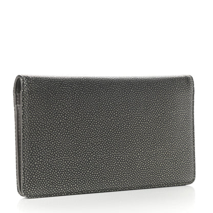Chanel Metallic Caviar Timeless CC Yen Wallet Dark Silver 3 of 7