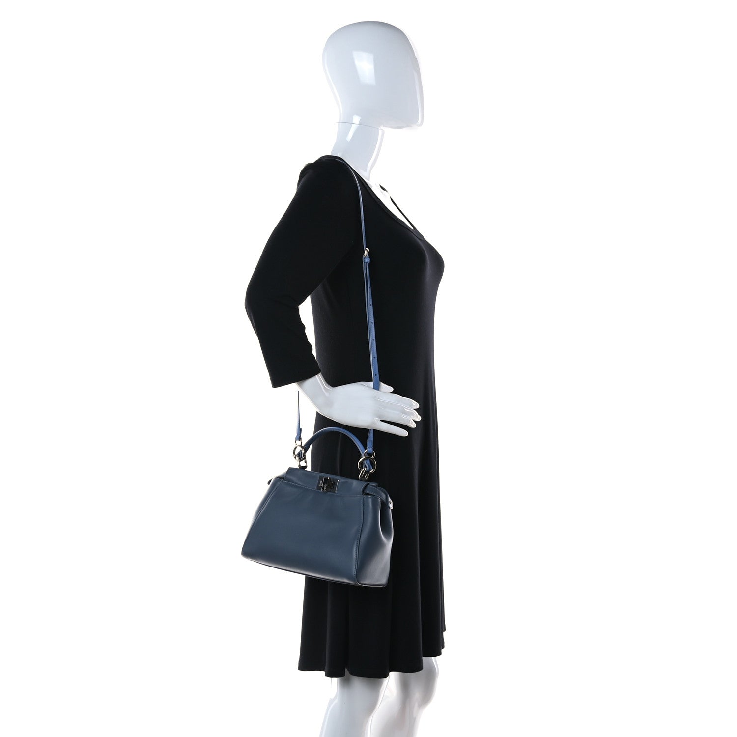 Fendi Nappa Colorblock Mini Peekaboo Iconic Satchel Tempesta Nebula Polvere 2 of 11
