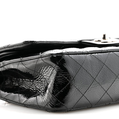Chanel Distressed Patent Quilted Medium Double Flap Black 9 of 10