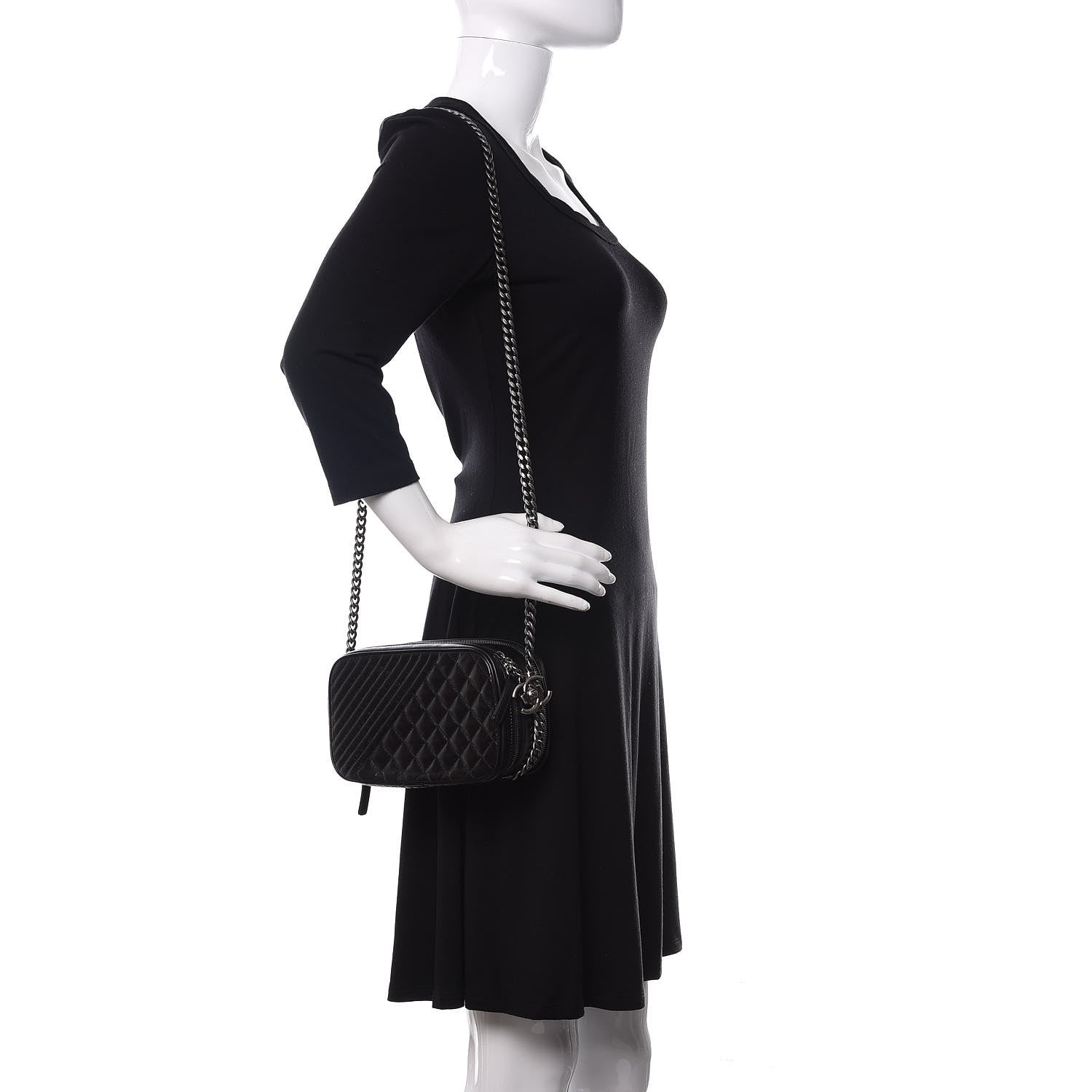 Chanel Glazed Calfskin Small Coco Boy Camera Case Black 2 of 12