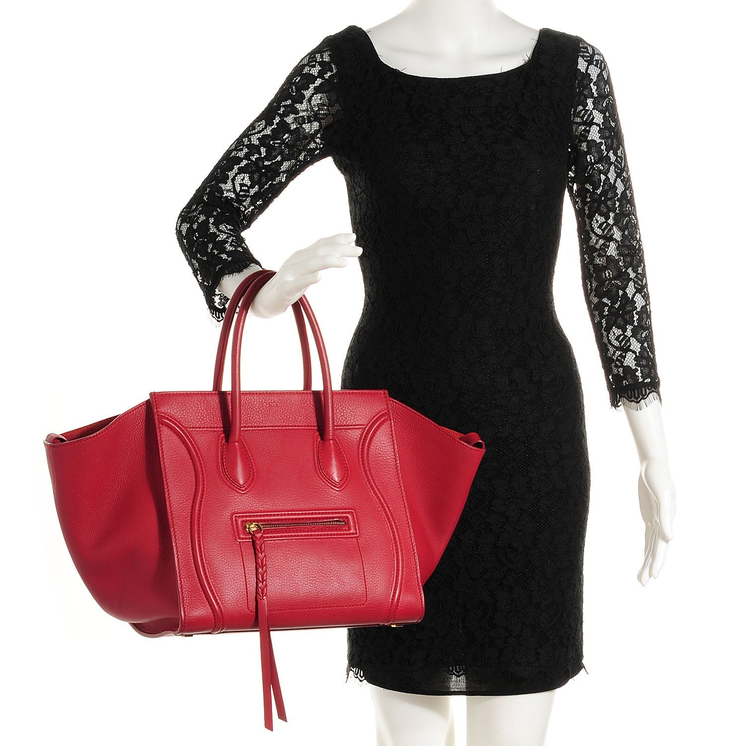 Celine Supple Calfskin Medium Phantom Luggage Red 2 of 8