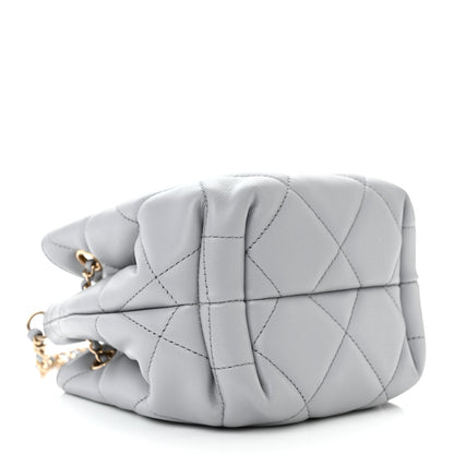 Chanel Lambskin Quilted CC Dweller Drawstring Bucket Bag Light Grey 4 of 11