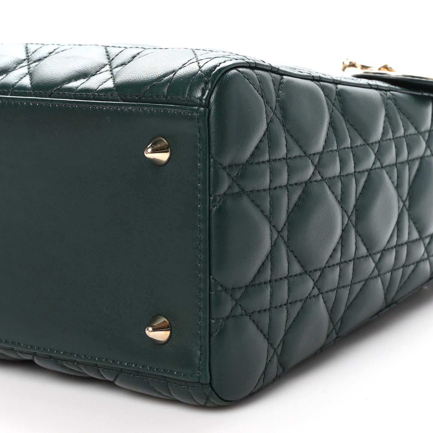 Lambskin Cannage Medium Lady Dior Pine Green