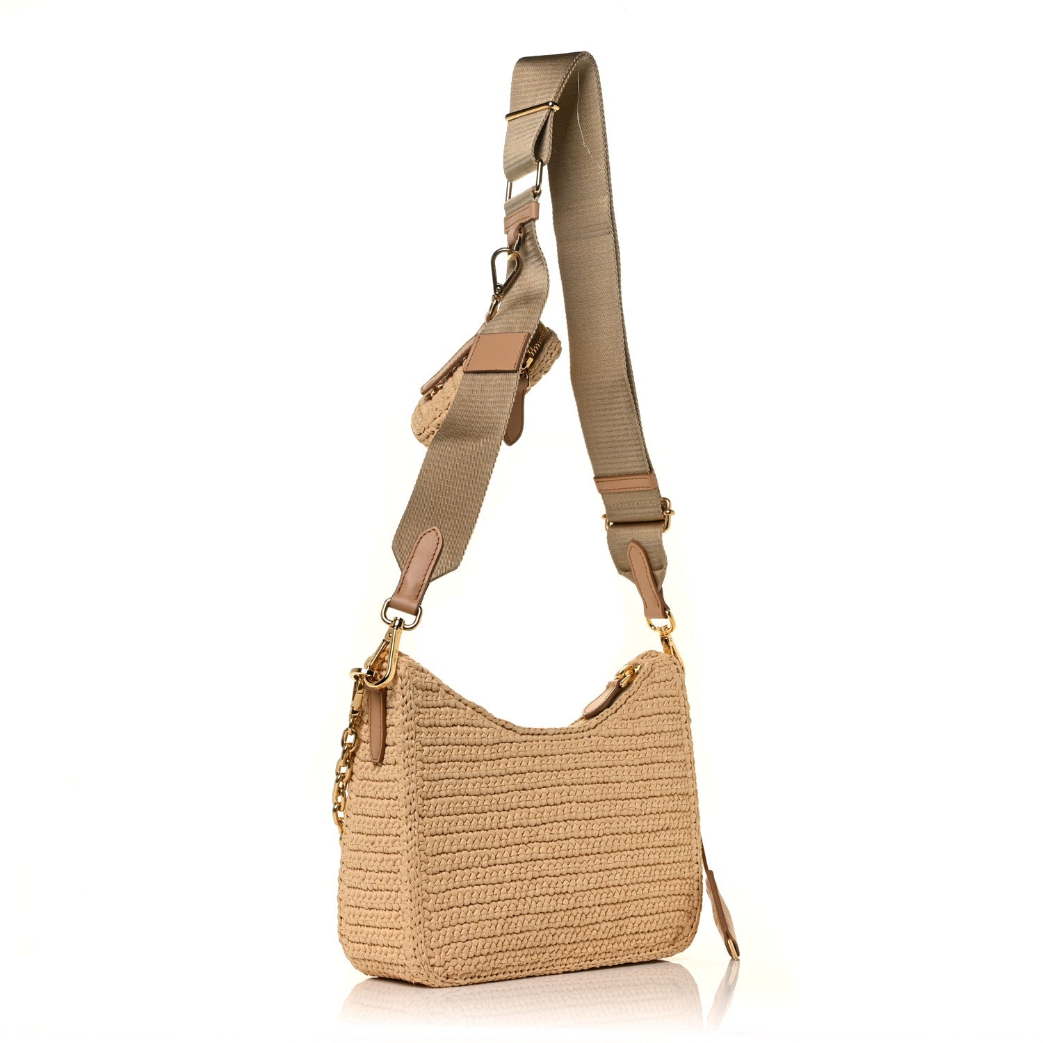 Prada Yarn Raffia Effect Crochet Re-Edition 2005 Shoulder Bag Naturale 3 of 9
