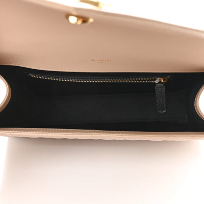Saint Laurent Grain De Poudre Mixed Matelasse Large Triquilt Monogram Satchel Dark Beige 4 of 11