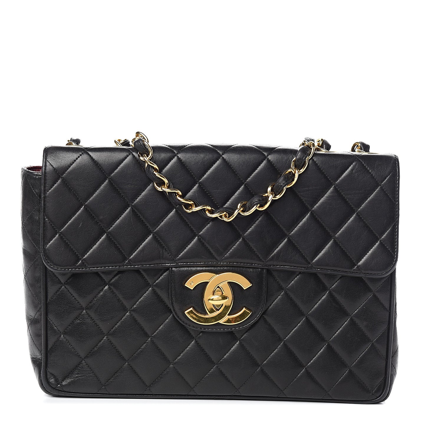 Lambskin Quilted Jumbo Single Flap Black