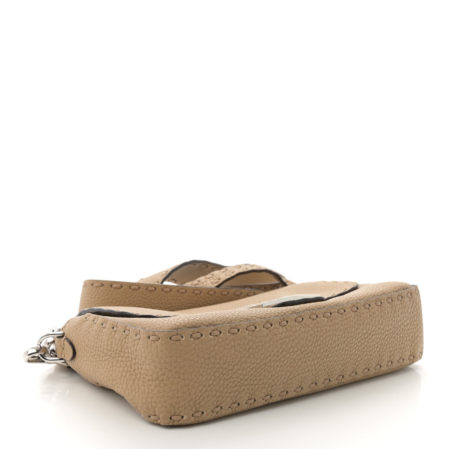 Fendi Cuoio Roma Sellerissima Nappa Sintetica Tape Stitch Baguette Beige 4 of 10