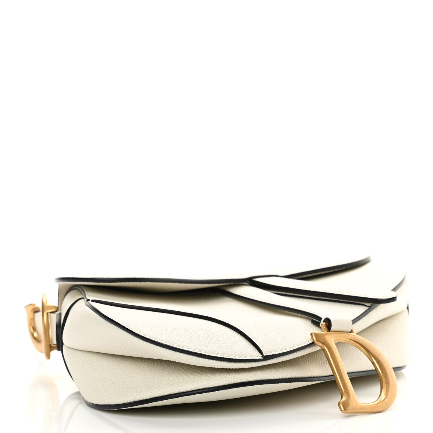 Grained Calfskin Saddle Bag White